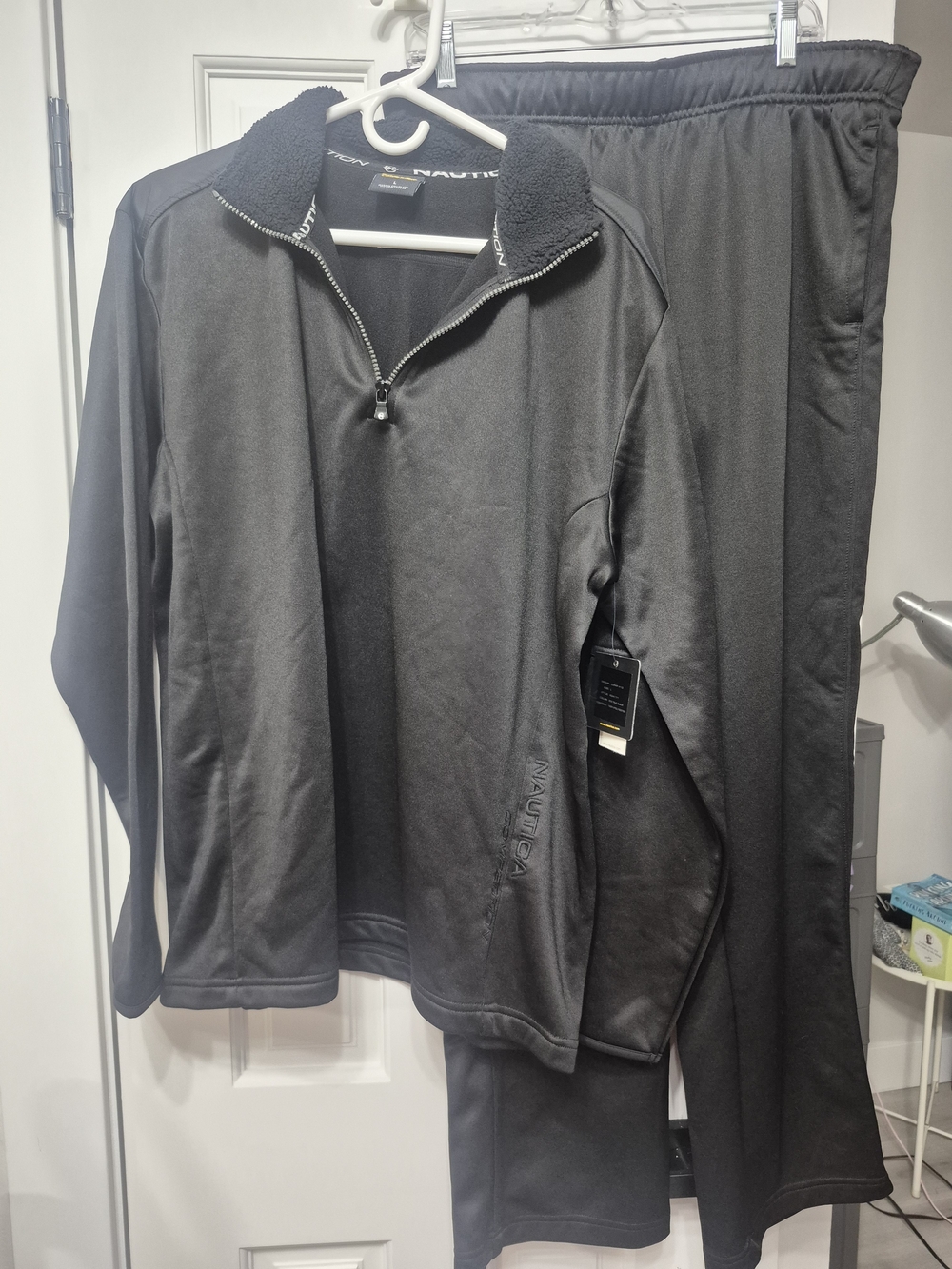 Nautica Men’s Black Lightweight Quarter-Zip Jacket & Pants Set